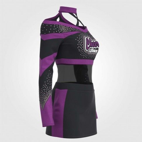 long sleeve black adult cheer outfit purple 5