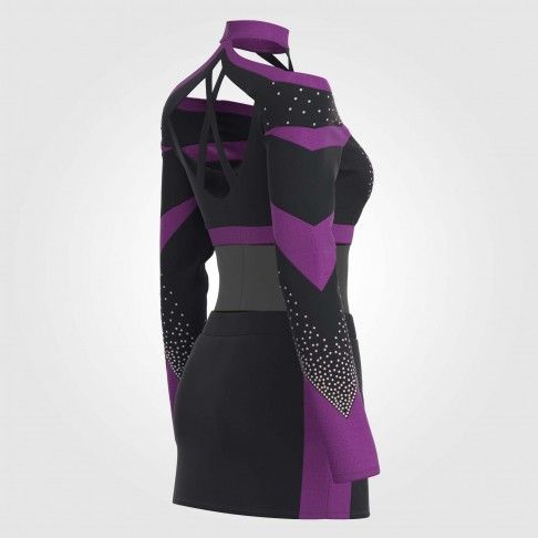 long sleeve black adult cheer outfit purple 6
