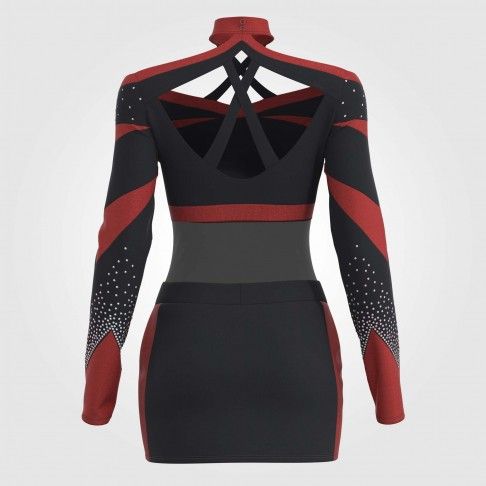 long sleeve black adult cheer outfit red 3