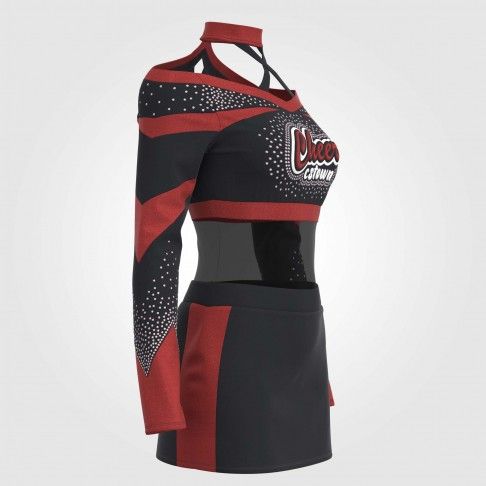 long sleeve black adult cheer outfit red 5