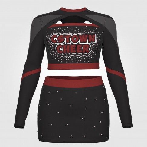 two piece black adult cheer uniforms black 2