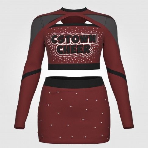two piece black adult cheer uniforms red 2