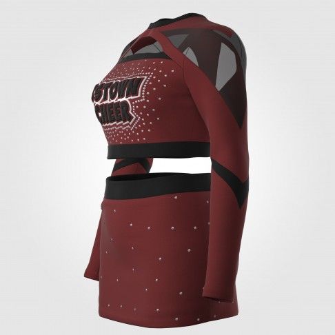 two piece black adult cheer uniforms red 5