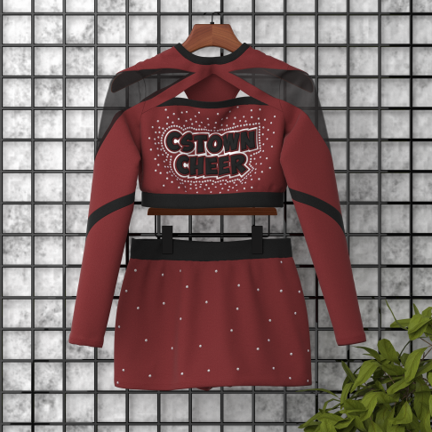 two piece black adult cheer uniforms red 0