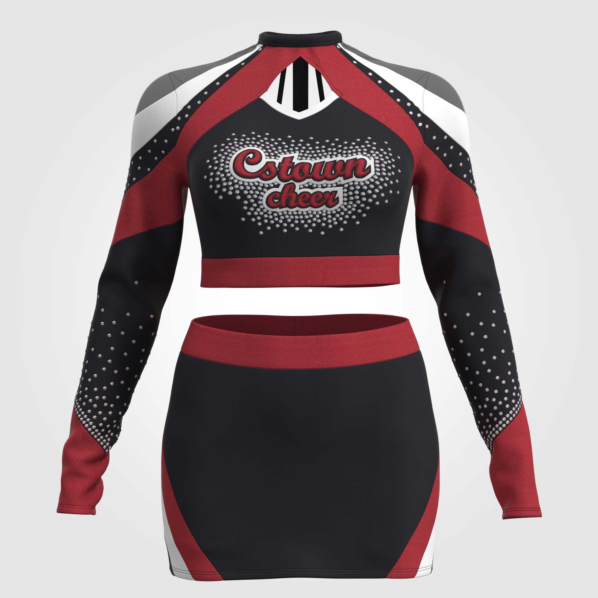 two piece red adult cheerleading costumes