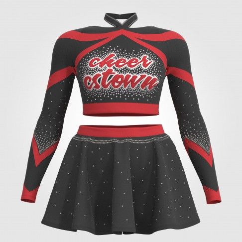 two piece red womens cheer costume red 2