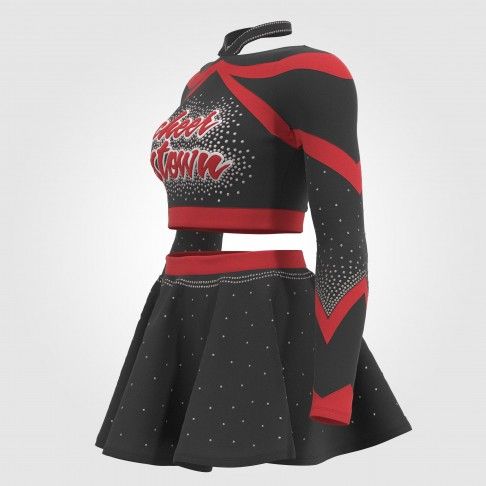two piece red womens cheer costume red 4