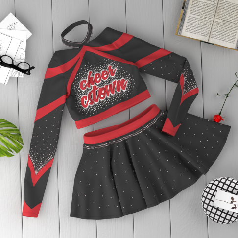 two piece red womens cheer costume red 1