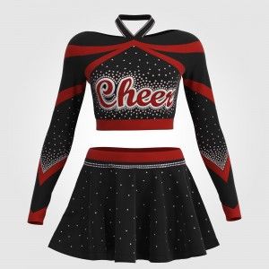two piece red womens cheer costume