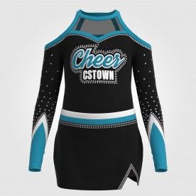 long sleeve blue female cheerleader costume