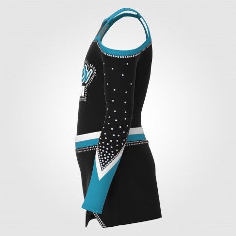 lone sleeve blue female cheerleader costume black 4