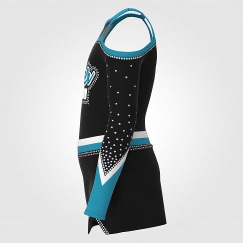 long sleeve blue female cheerleader costume black 4