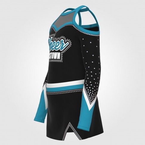 long sleeve blue female cheerleader costume black 5