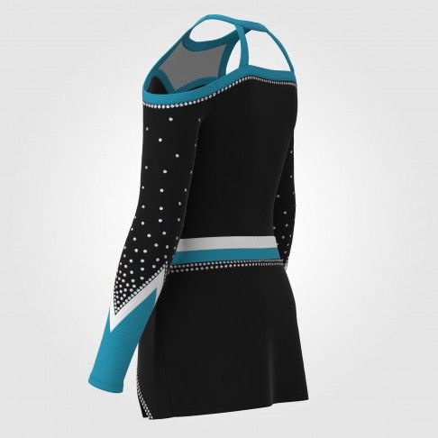 lone sleeve blue female cheerleader costume black 6