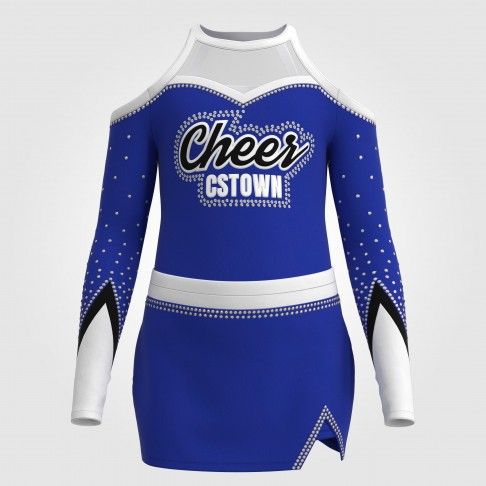 long sleeve blue female cheerleader costume blue 2