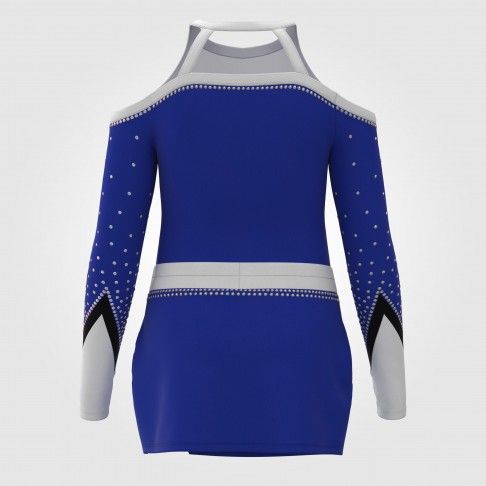 long sleeve blue female cheerleader costume blue 3