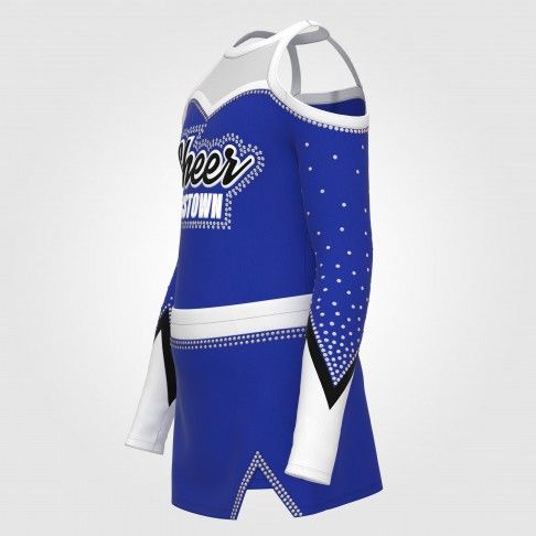 long sleeve blue female cheerleader costume blue 5