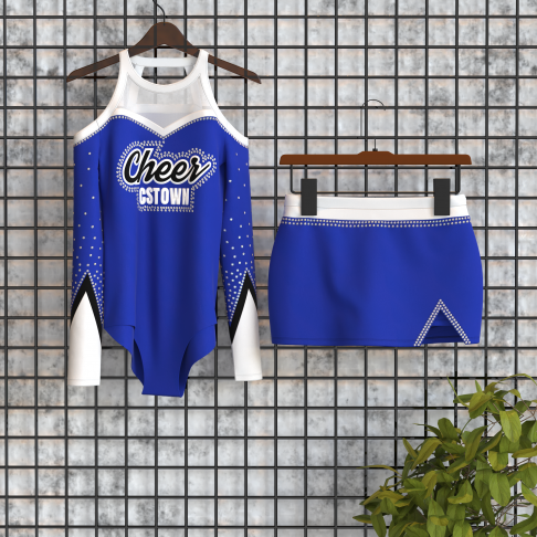 lone sleeve blue female cheerleader costume blue 0