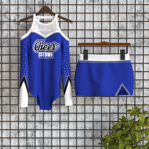 long sleeve blue female cheerleader costume blue 0