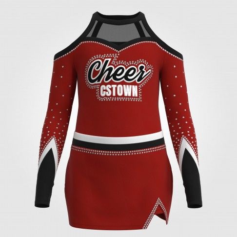 long sleeve blue female cheerleader costume red 2