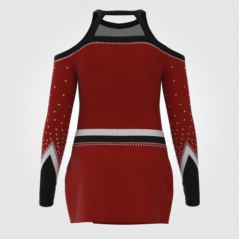 long sleeve blue female cheerleader costume red 3