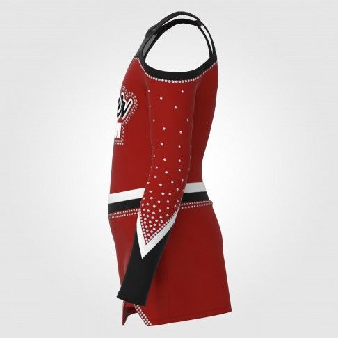 long sleeve blue female cheerleader costume red 4