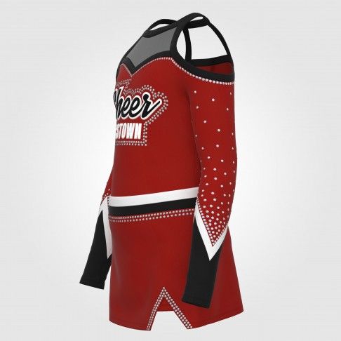 long sleeve blue female cheerleader costume red 5