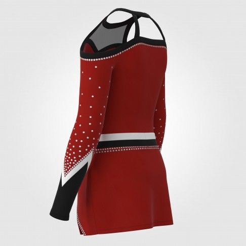 long sleeve blue female cheerleader costume red 6