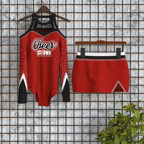 long sleeve blue female cheerleader costume red 0