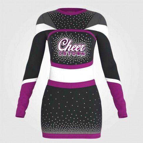 purple cheerleader costume women's two piece with sleeves purple 2