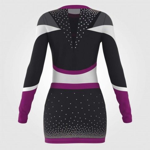 purple cheerleader costume women's two piece with sleeves purple 3
