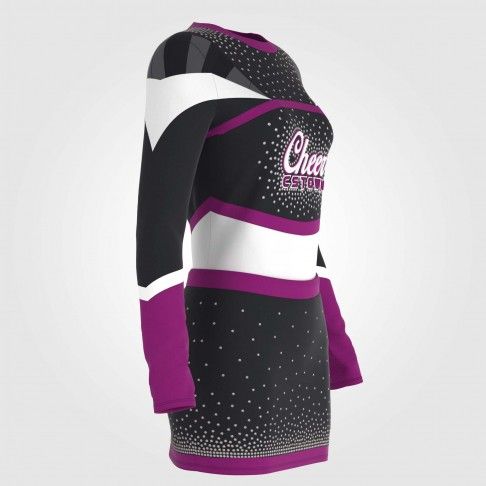 purple cheerleader costume women's two piece with sleeves purple 5