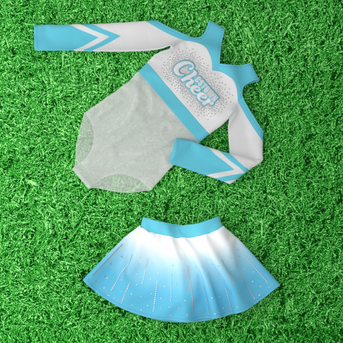 2 piece pink youth cheer outfit cyan 1