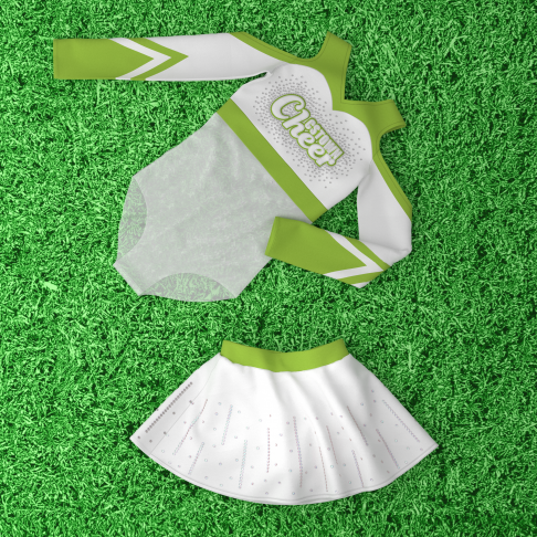 2 piece pink youth cheer outfit green 1