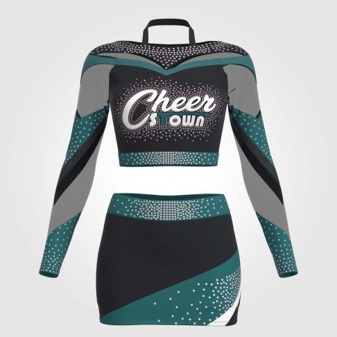 womens black and gold vintage cheerleading uniforms green 2