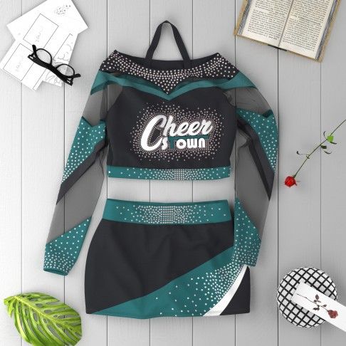 womens black and gold vintage cheerleading uniforms green 1