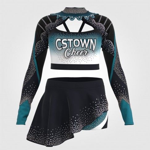 women blue retro cheerleading uniforms black 2