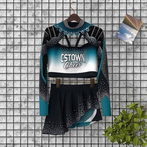 women blue retro cheerleading uniforms black 0