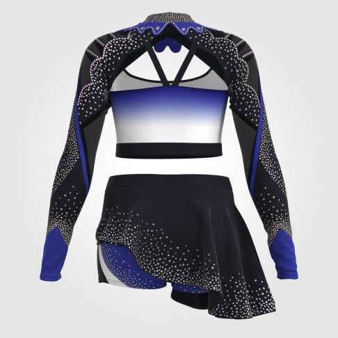 women blue retro cheerleading uniforms blue 3