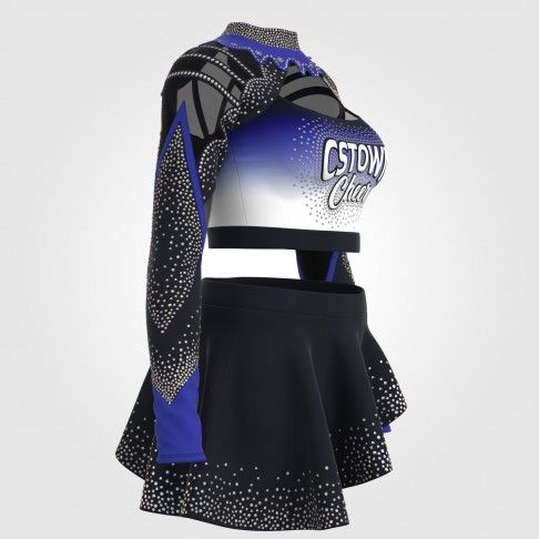 women blue retro cheerleading uniforms blue 5