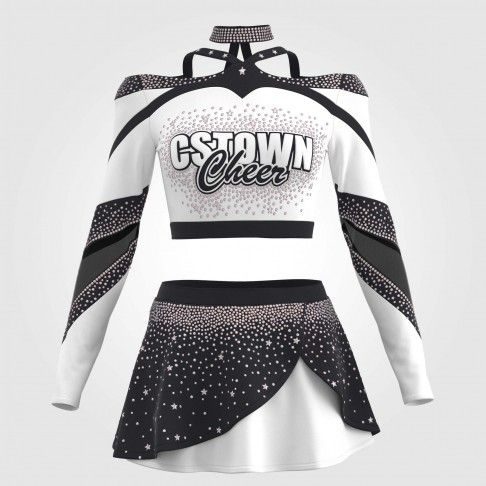 adult white vintage cheer uniform black 2