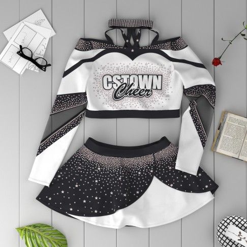 adult white vintage cheer uniform black 1