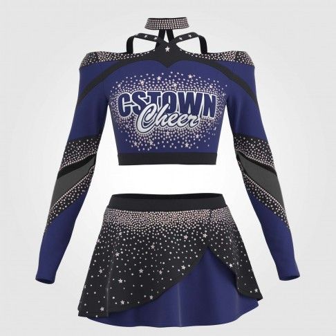 adult white vintage cheer uniform blue 2