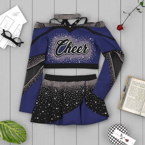 adult white vintage cheer uniform blue 6