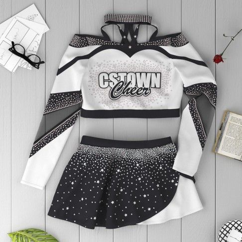 adult white vintage cheer uniform black 6