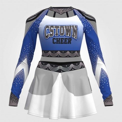 youth yellow modest cheerleading uniforms blue 2
