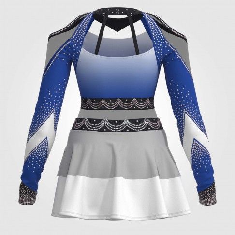 youth yellow modest cheerleading uniforms blue 3