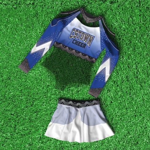 youth yellow modest cheerleading uniforms blue 1