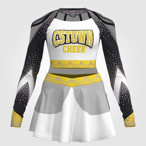 youth yellow modest cheerleading uniforms white 2
