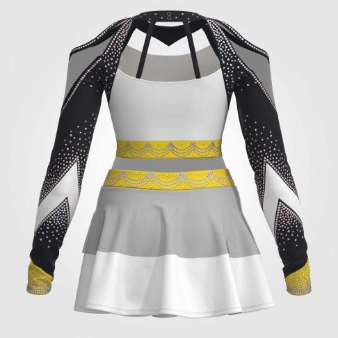 youth yellow modest cheerleading uniforms white 3